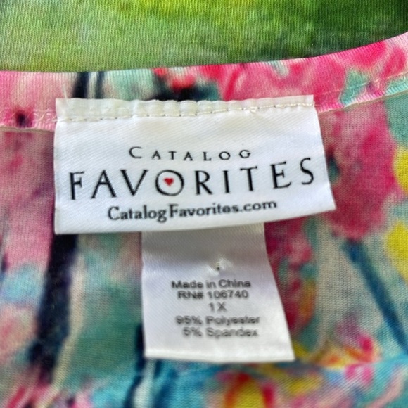 Catalog Favorites - colorful art wear - v- neck 3/4 sleeve - size 1X - Picture 5 of 8